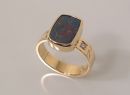Hammered Ring with Black Opal